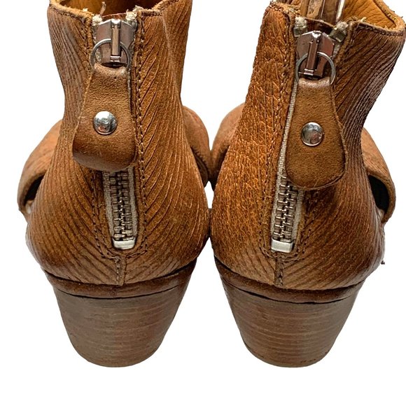 MOMA Womens Italian Leather Laser Cut Out Peep Toe Booties - Picture 9 of 12